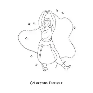 Image à colorier d’une danse de la culture indienne