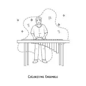 Image à colorier d’un homme de l’Inde jouant de la musique traditionnelle