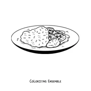 Image à colorier d’un plat de la culture de l’Inde
