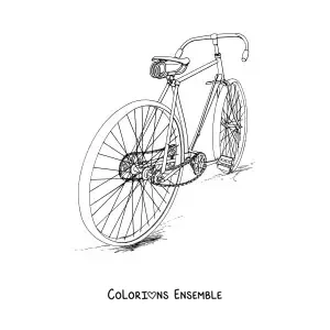 Image à colorier d'un vélo vu de derrière