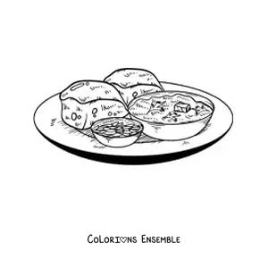 Image à colorier d'un plat de l'Inde