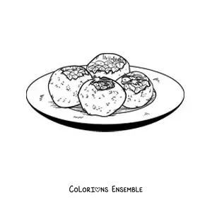 Image à colorier d'un repas typique de l'Inde