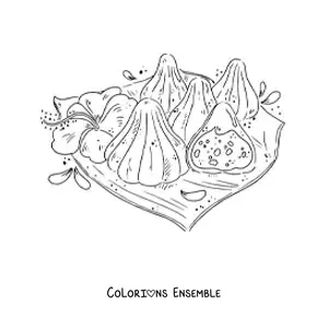 Image à colorier d'un plat typique de la culture de l'Inde