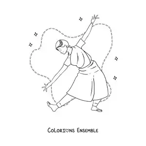 Image à colorier d'une danse de la culture de l'Inde