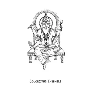 Image à colorier du dieu Brahma de l'hindouisme