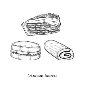 Image à colorier de plats traditionnels de la culture anglaise