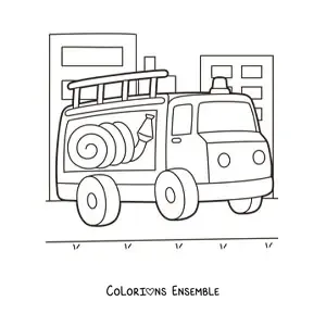 Image à colorier d'un camion de pompiers façon dessin animé