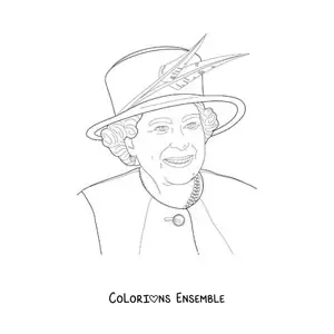 Image à colorier de la reine Élisabeth II du Royaume-Uni