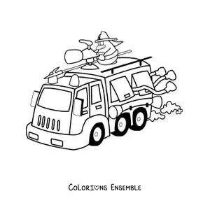 Image à colorier d'un pingouin pompier animé