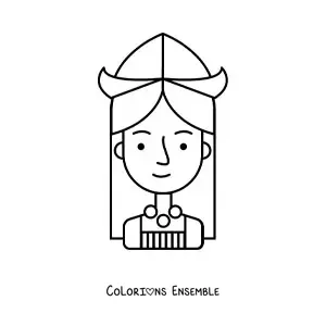 Image à colorier d'une fille hollandaise animée facile