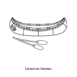 Image à colorier d'un canoë des tribus amérindiennes