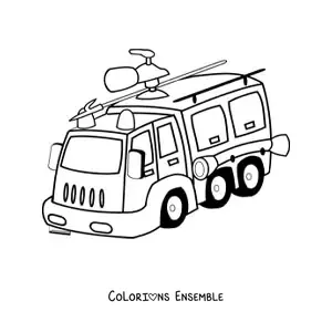 Image à colorier d'un camion de pompiers à toute vitesse