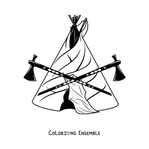Image à colorier d'un tipi des tribus amérindiennes
