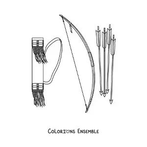 Image à colorier de flèches et d'un arc des tribus amérindiennes