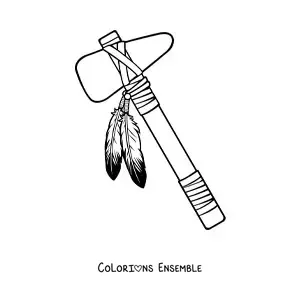 Image à colorier d'une arme des tribus amérindiennes
