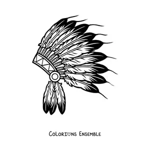 Image à colorier d'une coiffe de plumes des peuples amérindiens