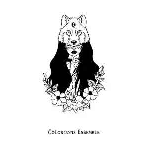 Image à colorier d'une belle fille d'une tribu amérindienne avec une peau d'ours