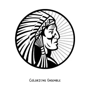 Image à colorier d'un chef de tribu amérindienne avec une coiffe de plumes