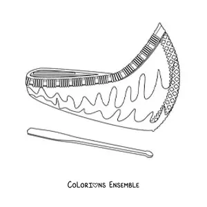 Image à colorier d'un canoë des Amérindiens