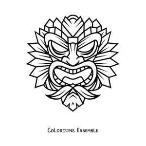 Image à colorier d'un grand masque tiki