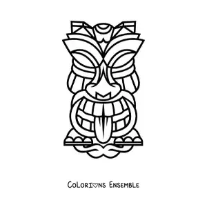 Image à colorier d'un masque tiki facile