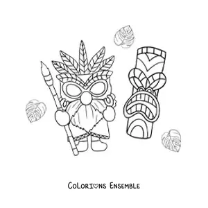 Image à colorier d'un luau hawaïen