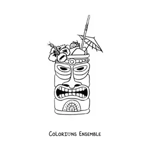 Image à colorier d'une boisson de fête hawaïenne