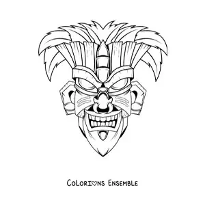 Image à colorier d'un masque tiki