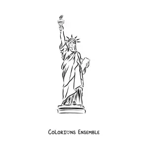 Image à colorier facile de la Statue de la Liberté