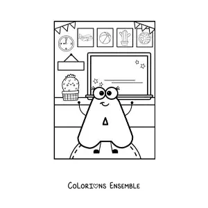 Image à colorier de la lettre A rigolote à l’école