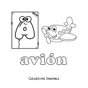 Image à colorier de A comme avion