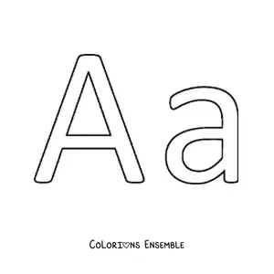 Image à colorier de la lettre A en majuscule et en minuscule