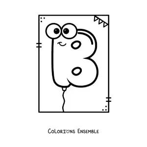 Image à colorier de la lettre B en forme de ballon rigolo