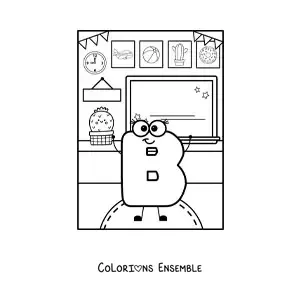 Image à colorier de la lettre B rigolote à l’école