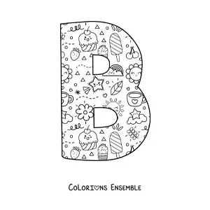 Image à colorier de la lettre B en dessin animé