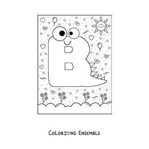 Image à colorier de la lettre B en forme de petit monstre rigolo