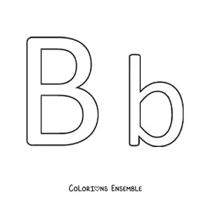 Image à colorier facile de la lettre B en majuscule et en minuscule