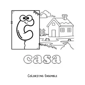 Image à colorier de C comme cabane