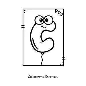 Image à colorier de la lettre C en forme de ballon rigolo