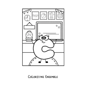 Image à colorier de la lettre C rigolote à l’école