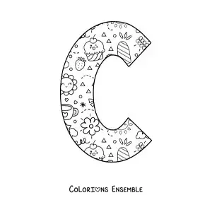 Image à colorier de la lettre C en dessin animé