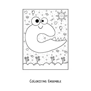 Image à colorier de la lettre C en forme de petit monstre rigolo