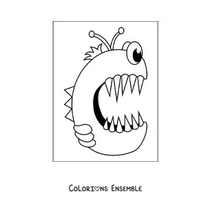 Image à colorier de la lettre C en forme de petit monstre rigolo