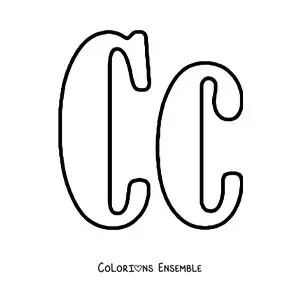 Image à colorier d’un grand C en majuscule et en minuscule