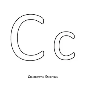 Image à colorier facile de la lettre C en majuscule et en minuscule