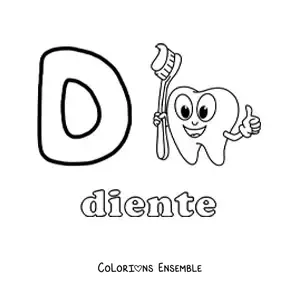 Image à colorier de D comme dent