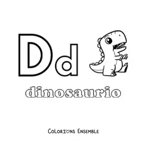 Image à colorier de D comme dinosaure
