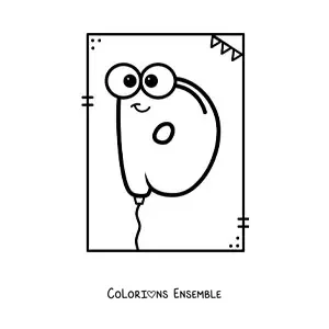 Image à colorier de la lettre D en forme de ballon rigolo