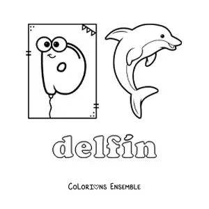Image à colorier de D comme dauphin