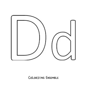 Image à colorier facile de la lettre D en majuscule et en minuscule